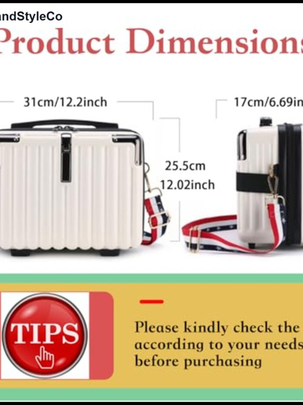 Hard Shell Mini Suitcase Makeup Case ABS Waterproof Travel Organizer with - Picture 2 of 5